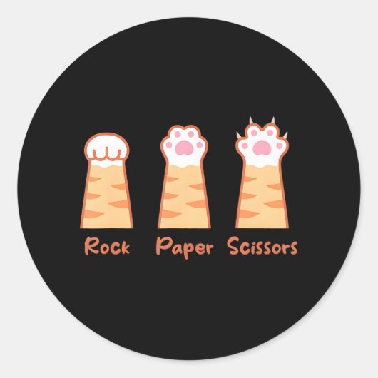 Grappige kat Leuke Rock Papier Schaar Kat Paws Ronde Sticker (Voorkant)