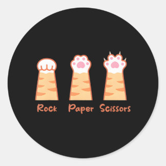 Grappige kat Leuke Rock Papier Schaar Kat Paws Ronde Sticker