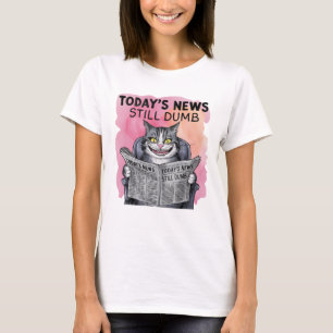 Grappige kat lezen krant t-shirt