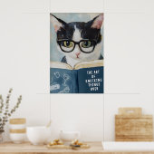 Grappige kat lezend poster ondeugende badkamer muu (Keuken)