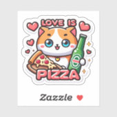 Grappige kat liefde is pizza sticker (Vel)