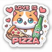 Grappige kat liefde is pizza sticker (Voorkant)