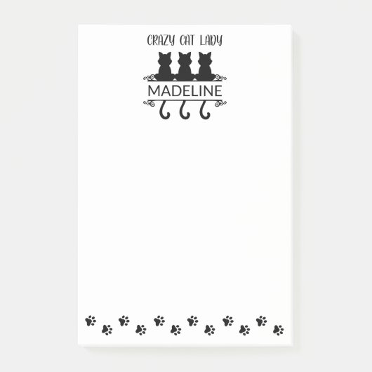 Grappige kat liefhebber gekke kat dame gepersonali post-it® notes (Voorkant)