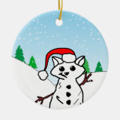 Grappige Kat Liefhebber Kerstmis Vakantie Sneeuwma Keramisch Ornament (Voorkant)
