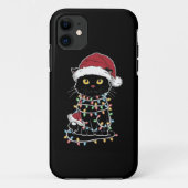 Grappige kat liefhebber kerstverlichting Case-Mate iPhone case (Achterkant)
