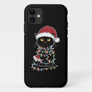 Grappige kat liefhebber kerstverlichting Case-Mate iPhone case