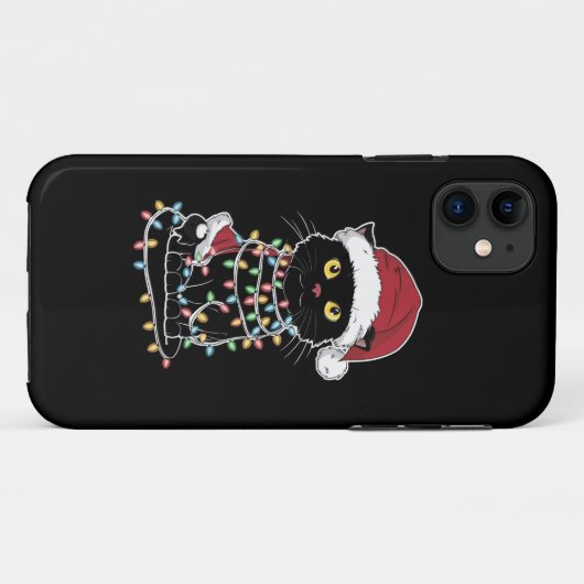 Grappige kat liefhebber kerstverlichting Case-Mate iPhone case (Achterkant (horizontaal))