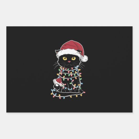 Grappige kat liefhebber kerstverlichting inpakpapier vel (Voorkant)
