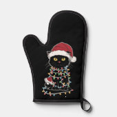 Grappige kat liefhebber kerstverlichting ovenwant (Voorkant)