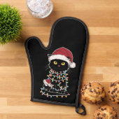 Grappige kat liefhebber kerstverlichting ovenwant (Top down)