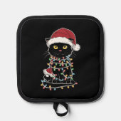 Grappige kat liefhebber kerstverlichting pannenlap (Voorkant)