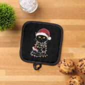 Grappige kat liefhebber kerstverlichting pannenlap (Top down)