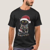 Grappige kat liefhebber kerstverlichting t-shirt (Voorkant)