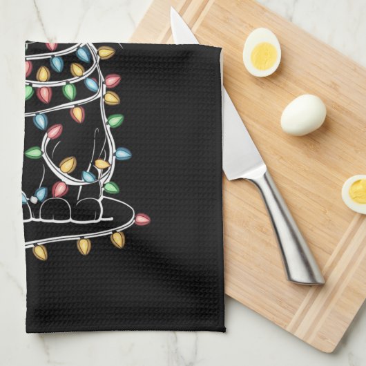 Grappige kat liefhebber kerstverlichting theedoek (Quarter Fold)