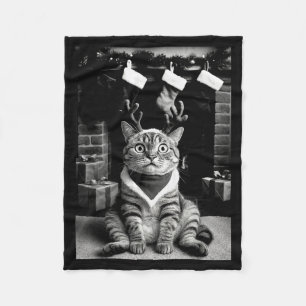 Grappige kat maakt een selfie Kerstmis Xmas pyjama Fleece Deken