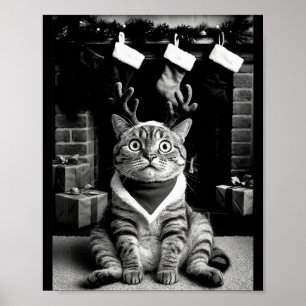 Grappige kat maakt een selfie Kerstmis Xmas pyjama Poster