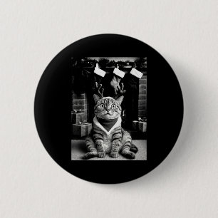 Grappige kat maakt een selfie Kerstmis Xmas pyjama Ronde Button 5,7 Cm