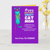 Grappige KAT MAM Verjaardag Vrouw Van Man Kaart (Gele Bloem)