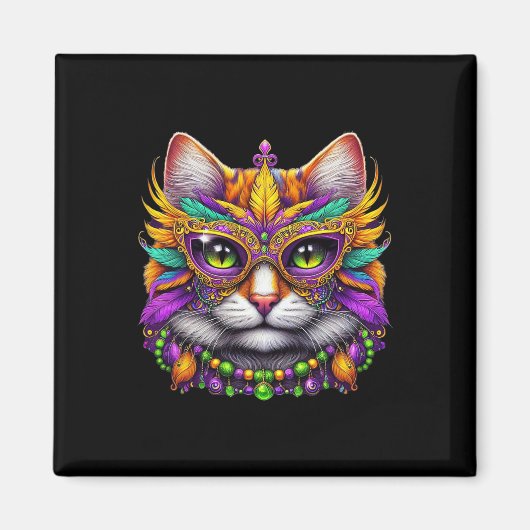 Grappige kat Mardi Gras Grappig Mardi Gras Carnava Magneet (Voorkant)