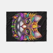 Grappige Kat Mardi Gras Grappige Mardi Gras Carnav Fleece Deken (Voorkant (Horizontaal))