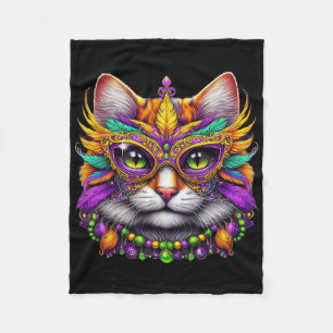 Grappige Kat Mardi Gras Grappige Mardi Gras Carnav Fleece Deken