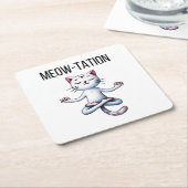 Grappige kat meditatie kartonnen onderzetters (Schuin)