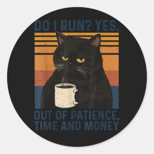 Grappige kat meme humor zwarte kat sarcastische qu ronde sticker