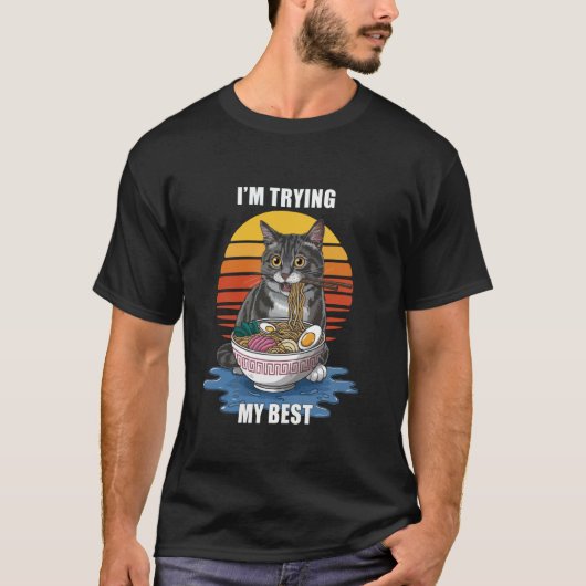 Grappige kat meme ik doe mijn best t-shirt (Voorkant)
