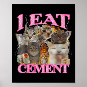 Grappige kat meme ik eet cement Japans citaat dier Poster