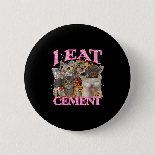 Grappige kat meme ik eet cement Japans citaat dier Ronde Button 5,7 Cm (Voorkant)