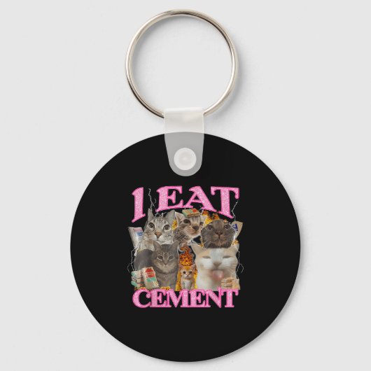 Grappige kat meme ik eet cement Japans citaat dier Sleutelhanger (Voorkant)