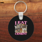 Grappige kat meme ik eet cement Japans citaat dier Sleutelhanger (Voorkant)
