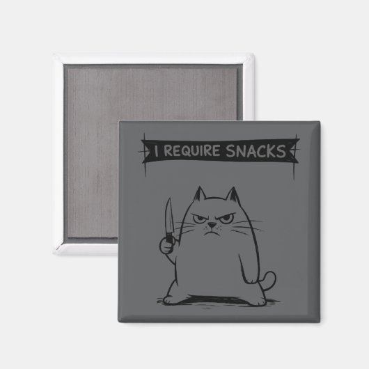 Grappige kat meme Ik heb snacks nodig Magneet (Voorkant / Achterkant)