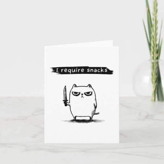 Grappige kat meme ik heb snacks nodig ontwerp mann kaart (Voorkant)