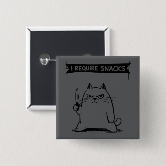 Grappige kat meme ik heb snacks nodig vierkante button 5,1 cm (Voorkant /achterkant)