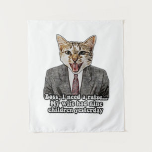 Grappige kat meme voor kitten personen en kat eige wandkleed