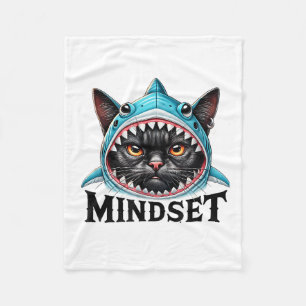 Grappige Kat, Mentaliteit Motiverende Spreuk, Haai Fleece Deken