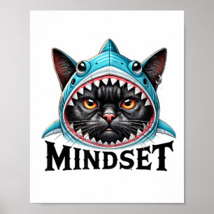 Grappige Kat, Mentaliteit Motiverende Spreuk, Haai Poster