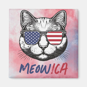 Grappige kat Meow-ica Patriottisch Magneet