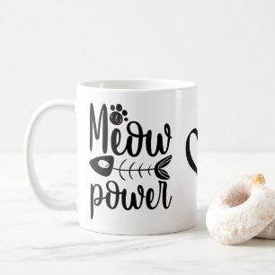 Grappige Kat "Meow Power" Gekke Kat Vrouw Kitten K Koffiemok