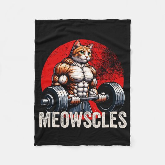 Grappige kat Meowscles Gym Gewichtheffen Katten Li Fleece Deken (Voorkant)