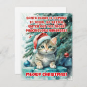 "GRAPPIGE KAT MEOWY KERSTMIS" Wenskaarten Feestdagenkaart (Voorkant / Achterkant)