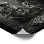 Grappige kat met alien en bigfoot die pizza-ufo ee poster (Hoek)