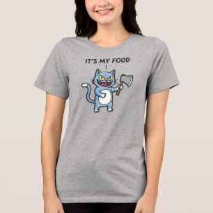 Grappige Kat met Bijl Tri-Blend Shirt