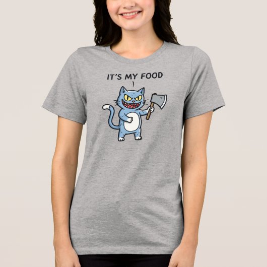 Grappige Kat met Bijl Tri-Blend Shirt (Voorkant)