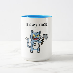 Grappige kat met bijl tweekleurige koffiemok
