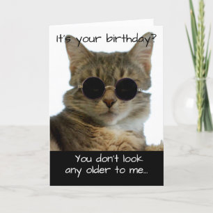 Grappige kat met bril op verjaardag kaart