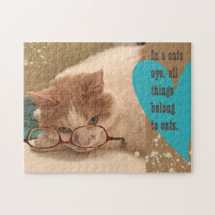 Grappige kat met bril puzzel