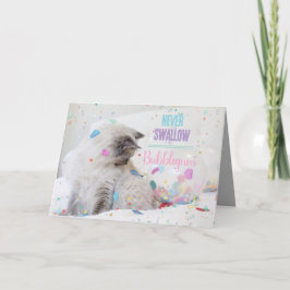 Grappige kat met Bubblegum Bubble Happy Birthday Kaart
