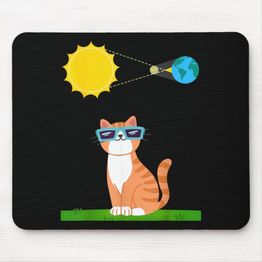 Grappige kat met Eclipse Gles kat Eigenaar Zonne-e Muismat (Voorkant)
